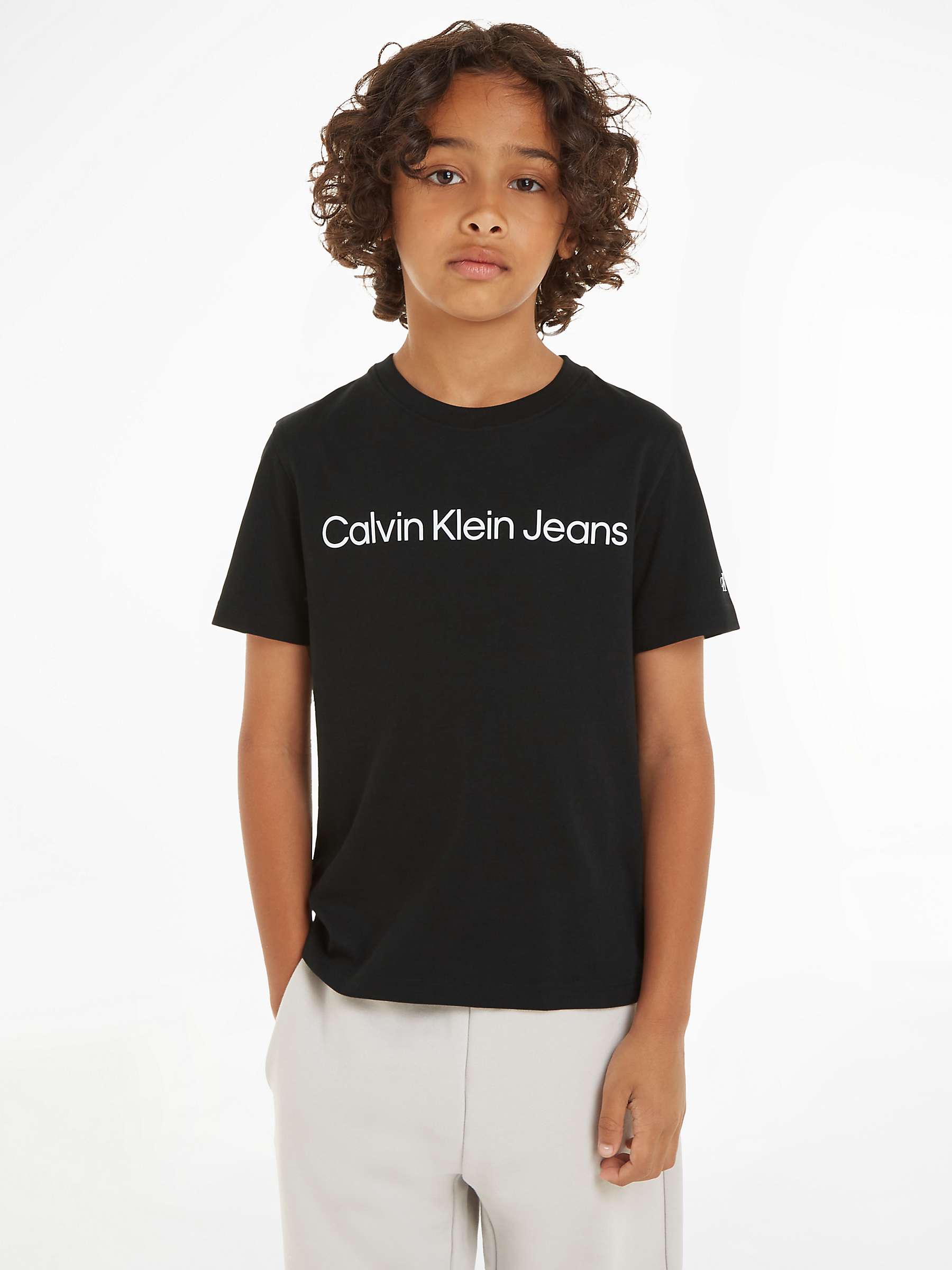 Calvin Klein Kids' Cotton Classic Logo Short Sleeve T-Shirt, Ck Black ...