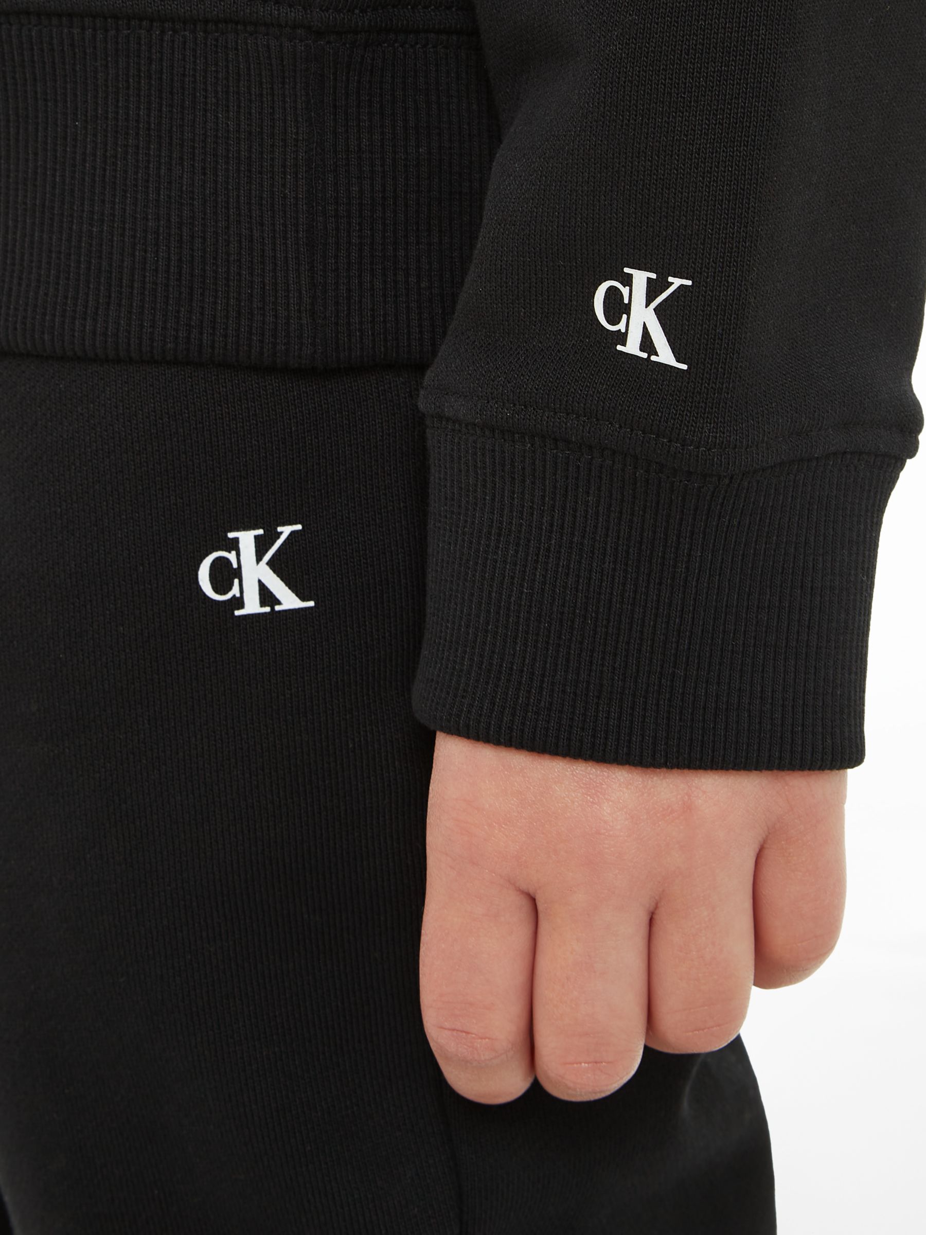 Calvin Klein Kids' Cotton Logo Sweatshirt & Joggers Set, Ck Black, 10 years