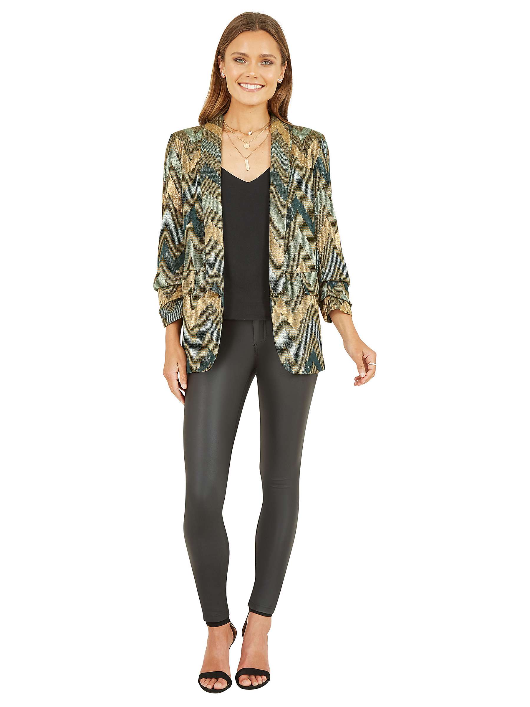Buy Yumi Chevron Relaxed Fit Blazer, Green/Multi Online at johnlewis.com