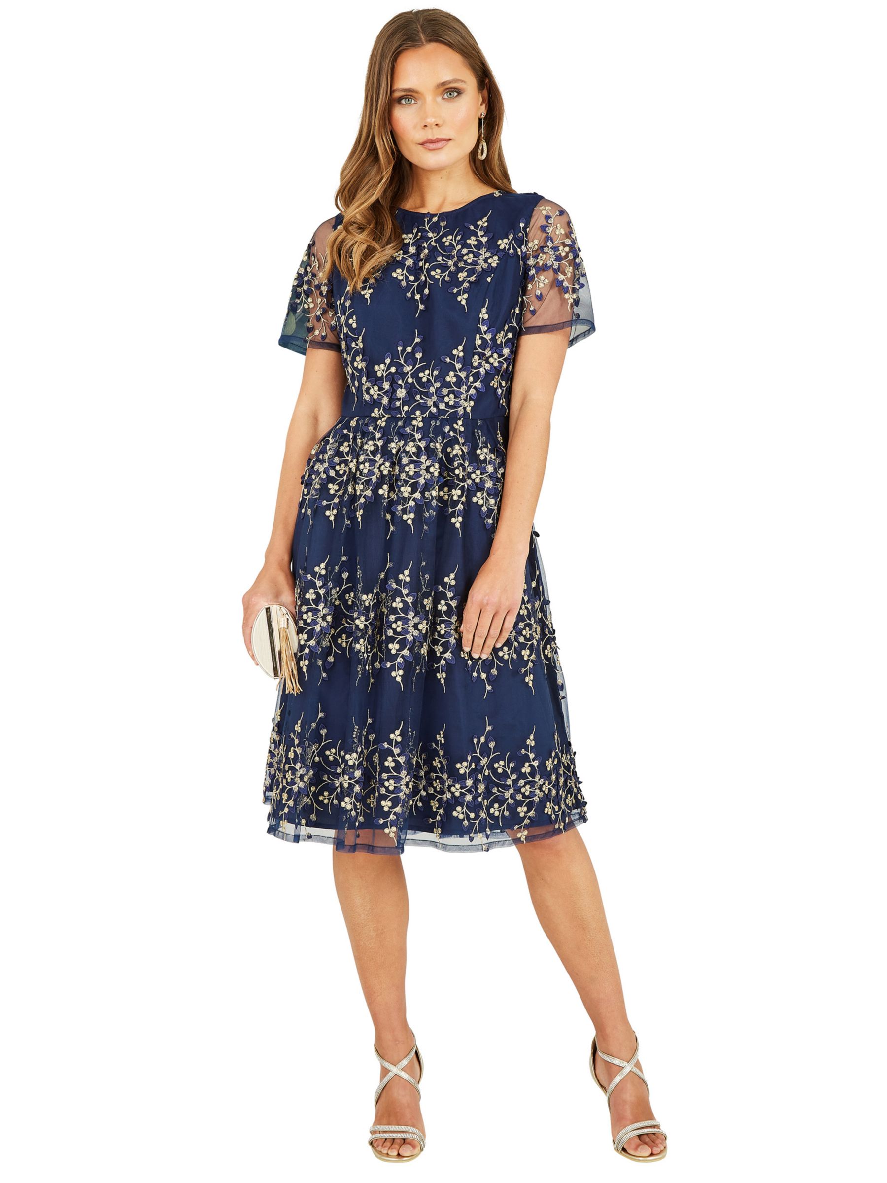 Yumi Floral Embroidered Dress, Navy at John Lewis & Partners