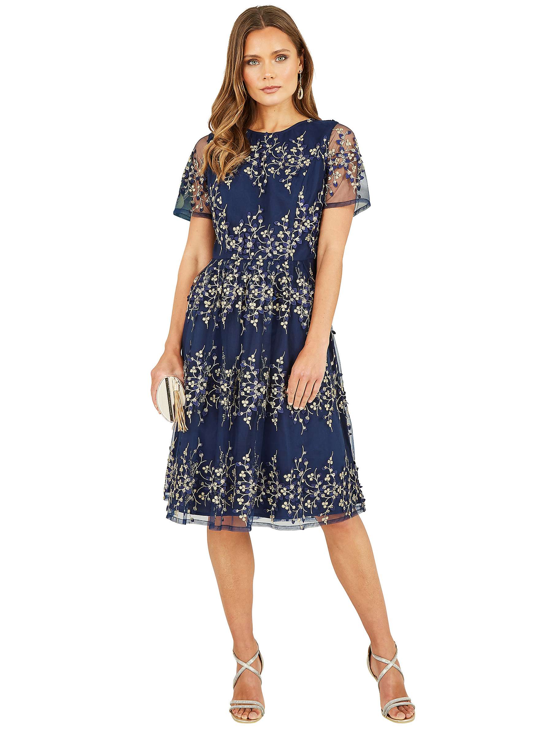 Buy Yumi Floral Embroidered Dress, Navy Online at johnlewis.com