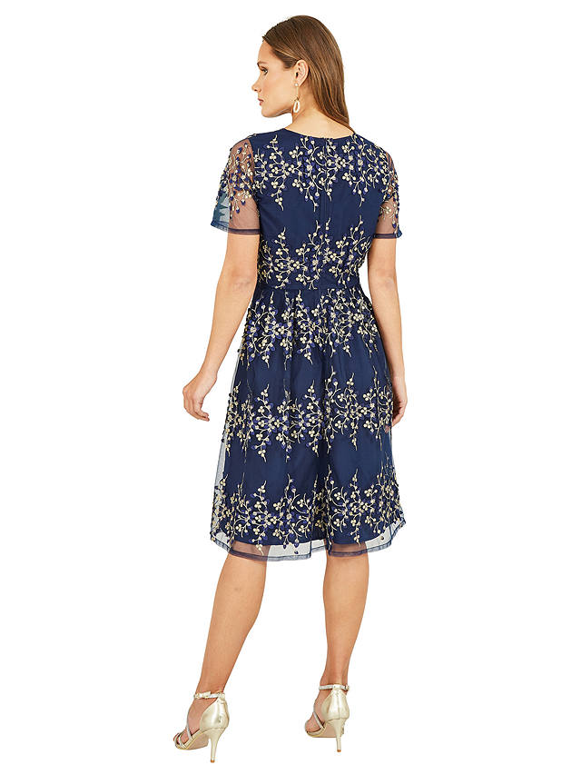 Yumi Floral Embroidered Dress, Navy