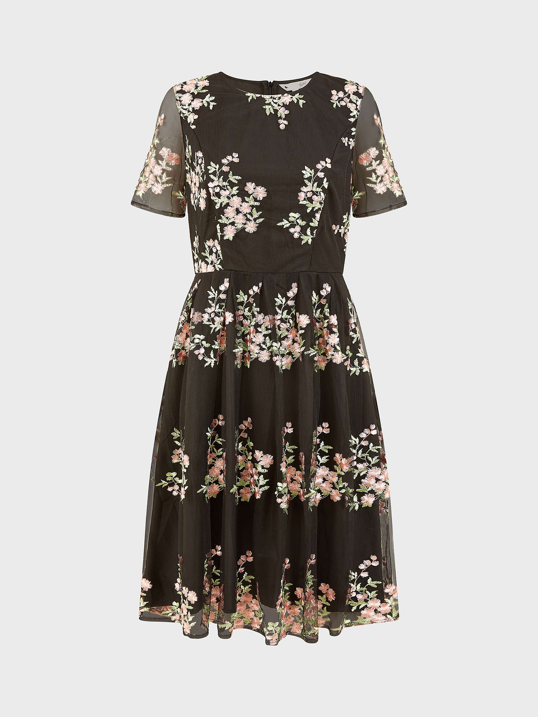 Buy Yumi Embroidered Floral Skater Dress, Black/Multi Online at johnlewis.com
