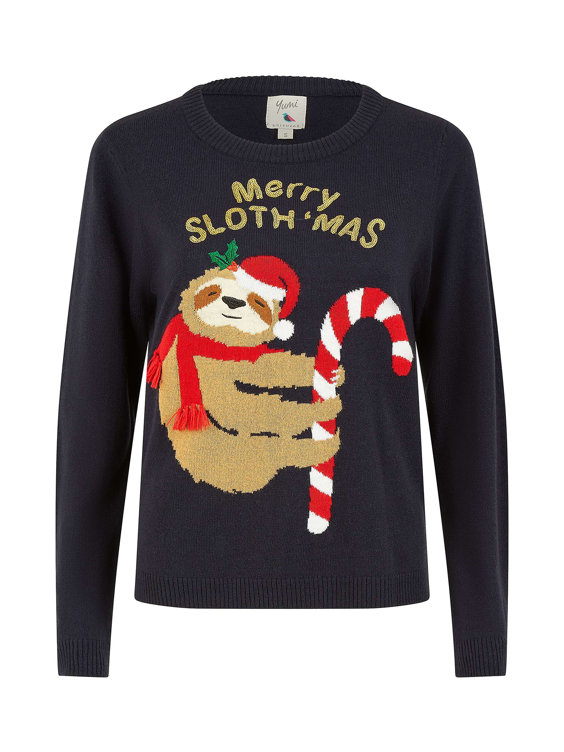 Buy Yumi Sloth Christmas Jumper, Navy/Multi Online at johnlewis.com