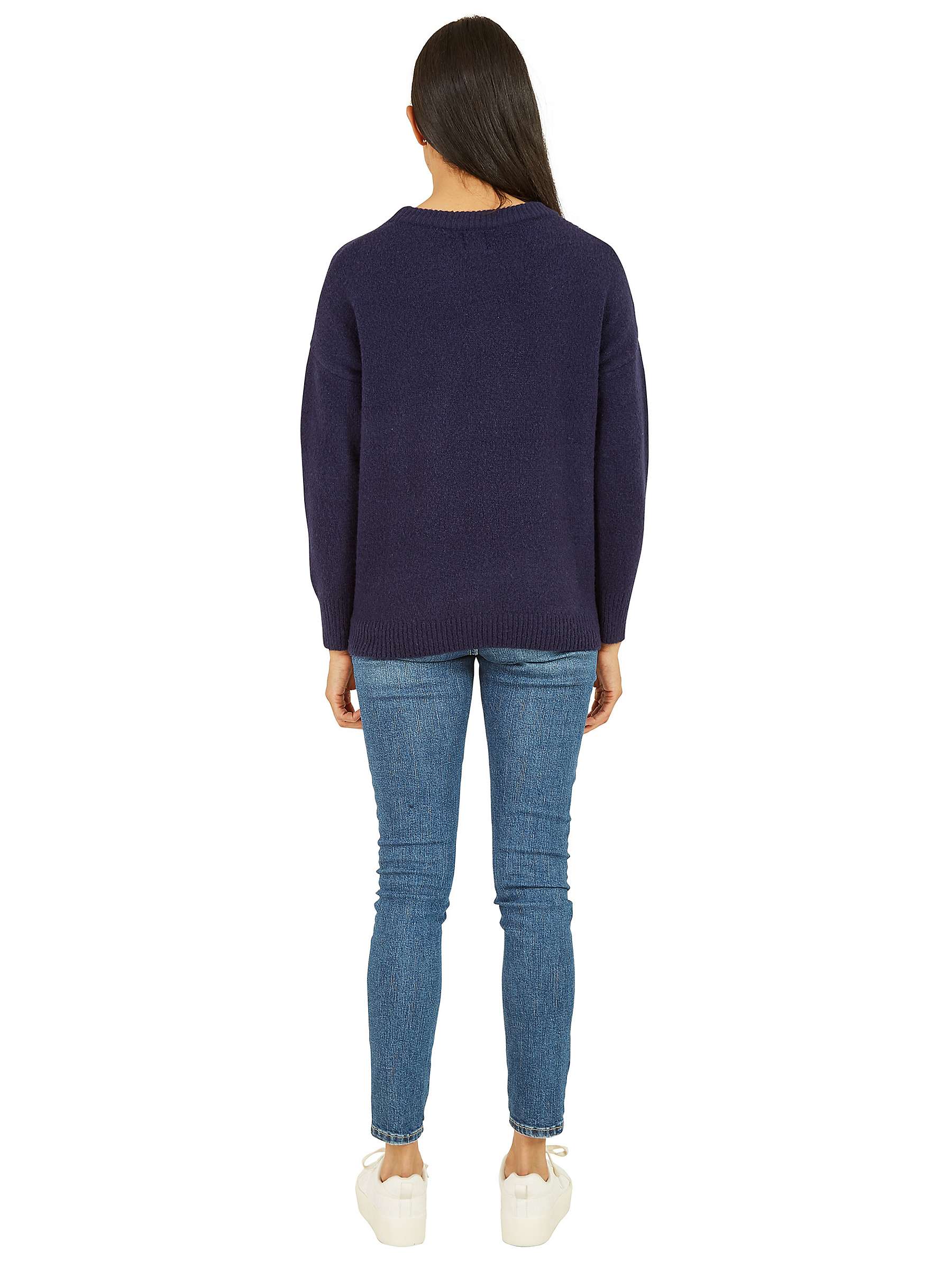 Buy Yumi Sequin Bow Knitted Jumper, Navy Online at johnlewis.com