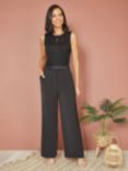 Yumi Straight Leg Crepe Belted Trousers