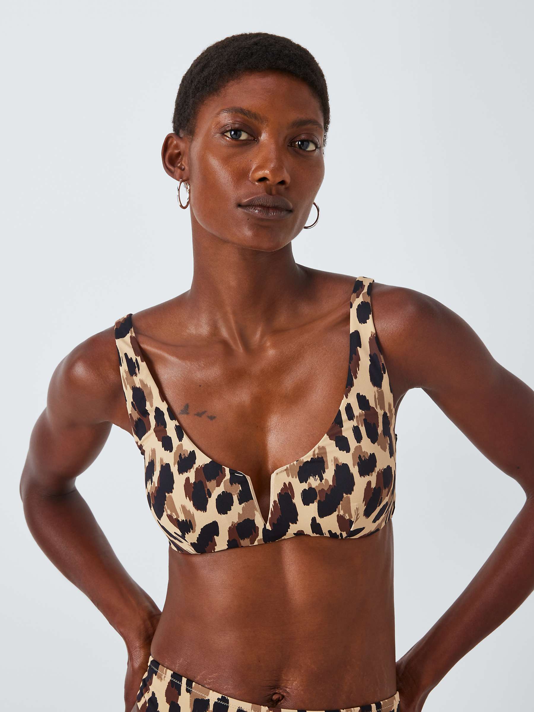 Buy John Lewis Savannah Animal Print V-Cut Bikini Top, Brown Online at johnlewis.com