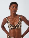 John Lewis Savannah Animal Print V-Cut Bikini Top, Brown