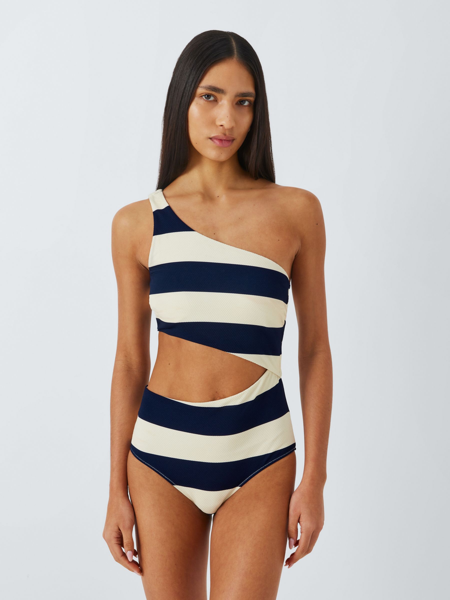 Buy John Lewis Hello Sailor Stripe Cut Out Swimsuit, Blue Online at johnlewis.com