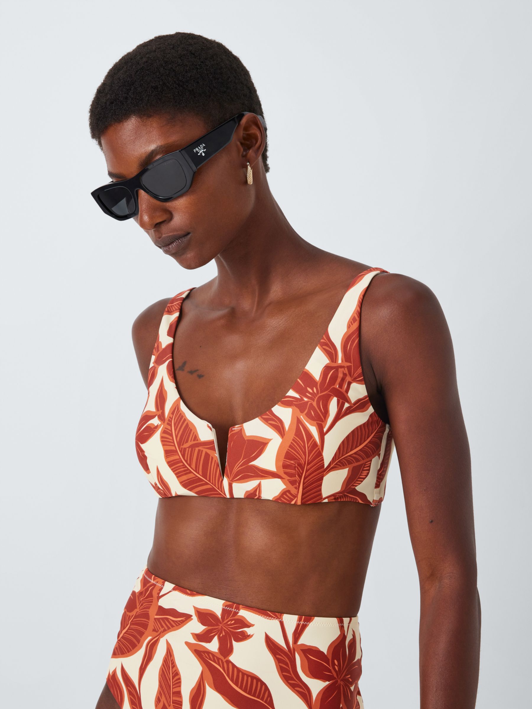 Buy John Lewis Ayanna V-Cut Bikini Top, Coral Online at johnlewis.com