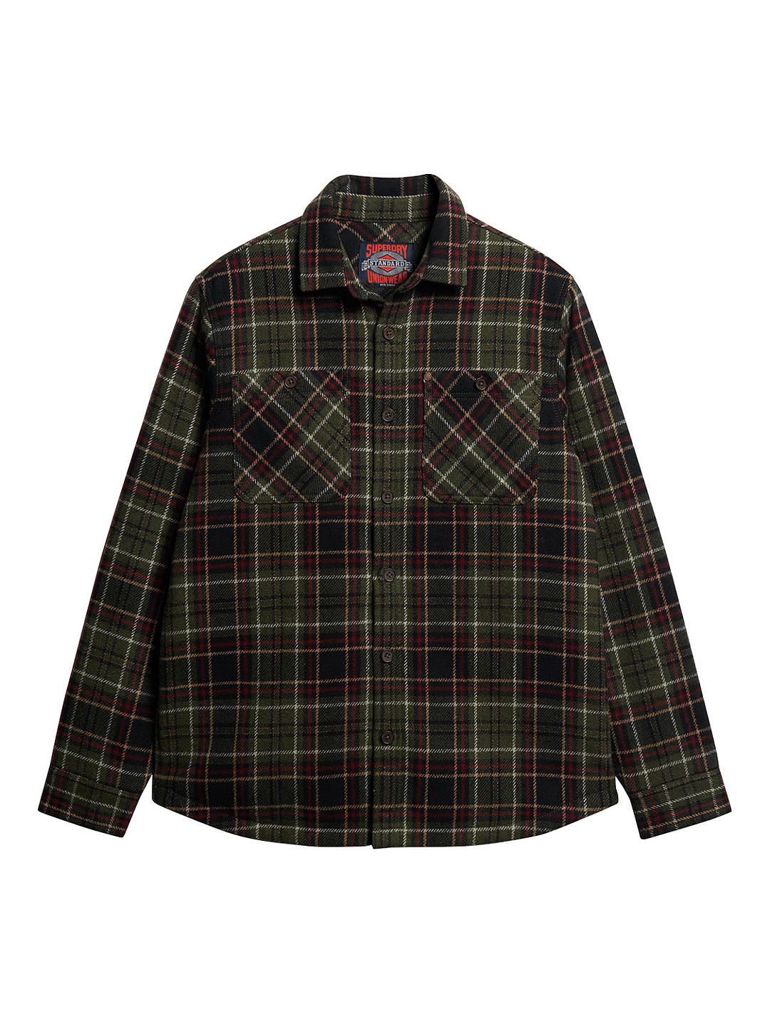 Superdry TMS Quilted Overshirt, Green/Multi