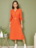 Mela London Pleated Midi Shirt Dress, Orange