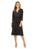 Yumi Mela London Sequin Wrap Midi Dress With Pleats, Black