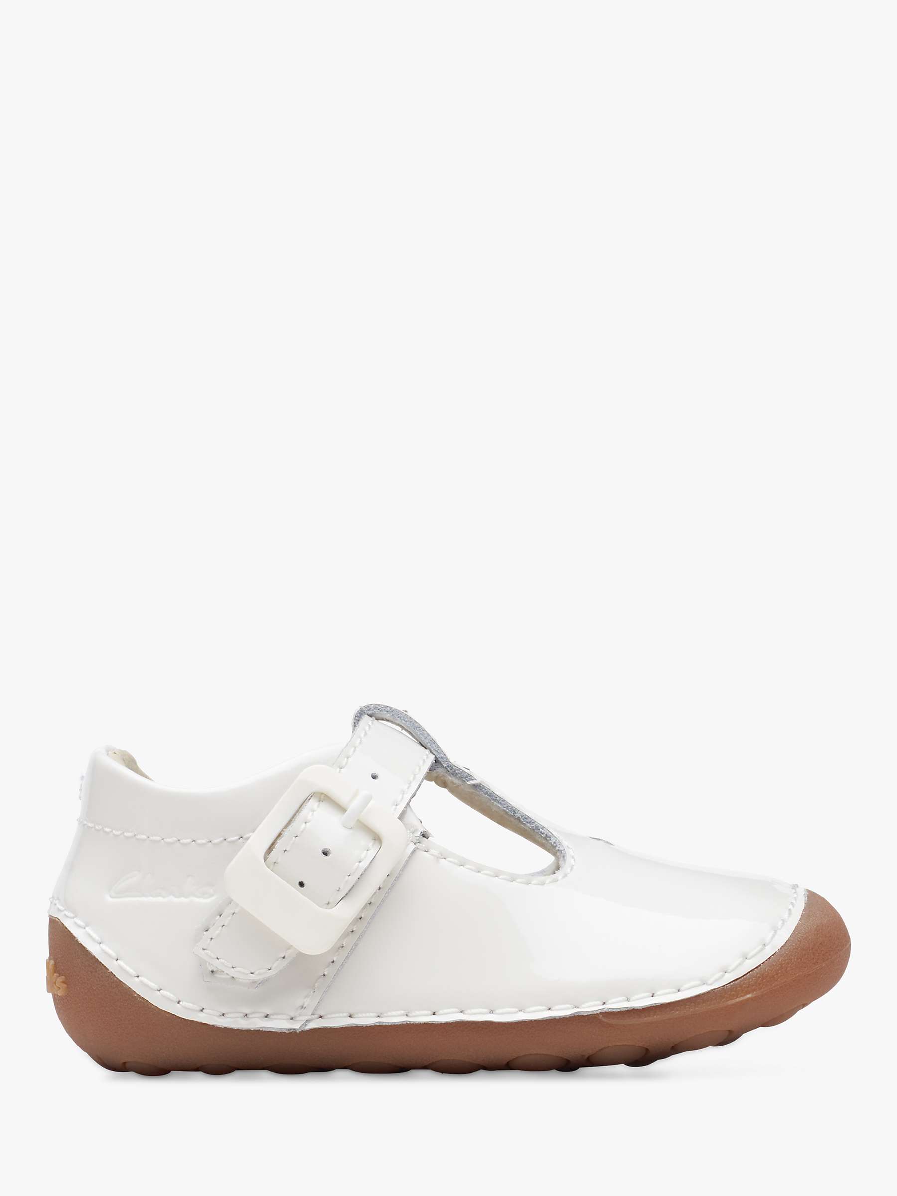 Buy Clarks Baby Tiny Beat Patent Buckle Shoes, White Online at johnlewis.com