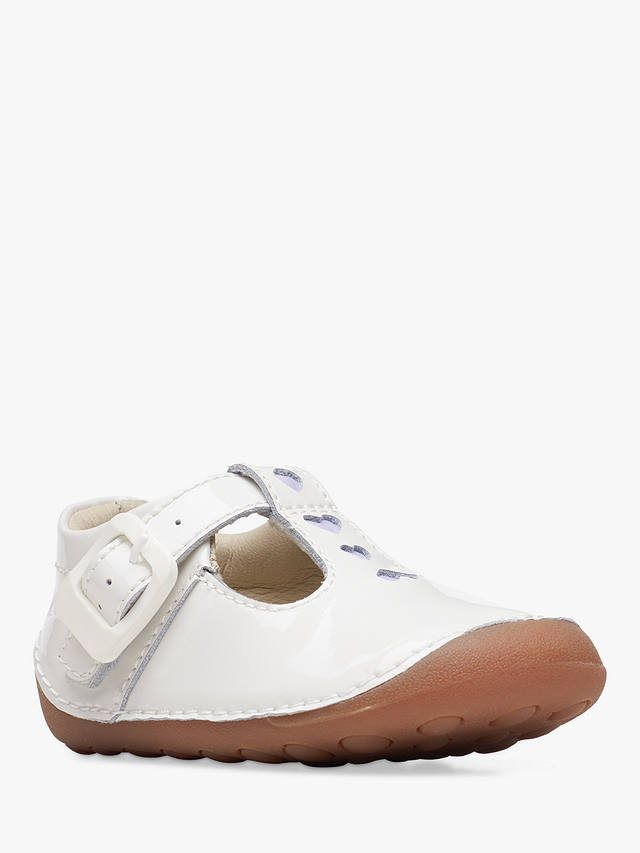 Clarks Baby Tiny Beat Patent Buckle Shoes, White