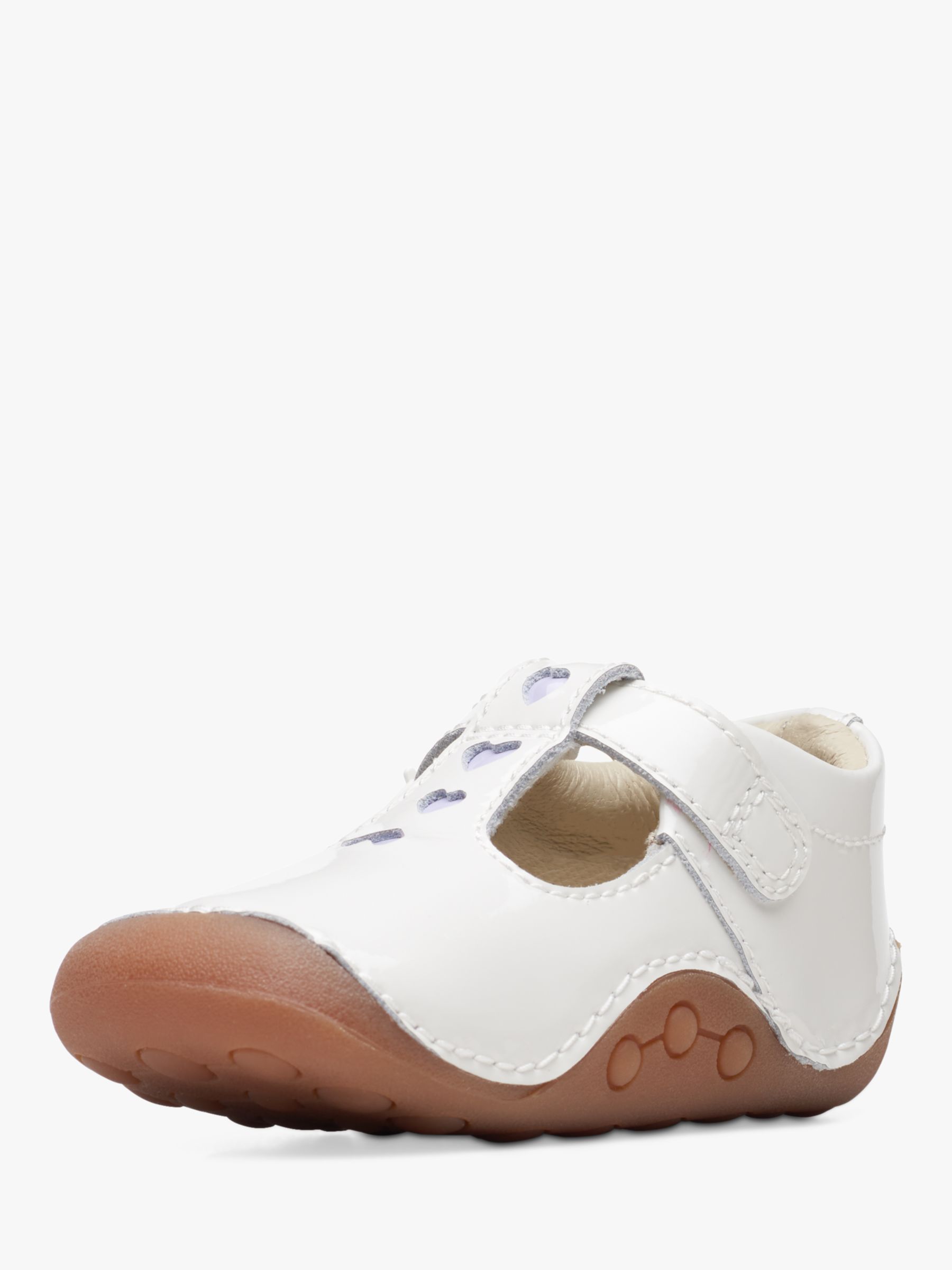 Clarks Baby Tiny Beat Patent Buckle Shoes, White, 2F Jnr