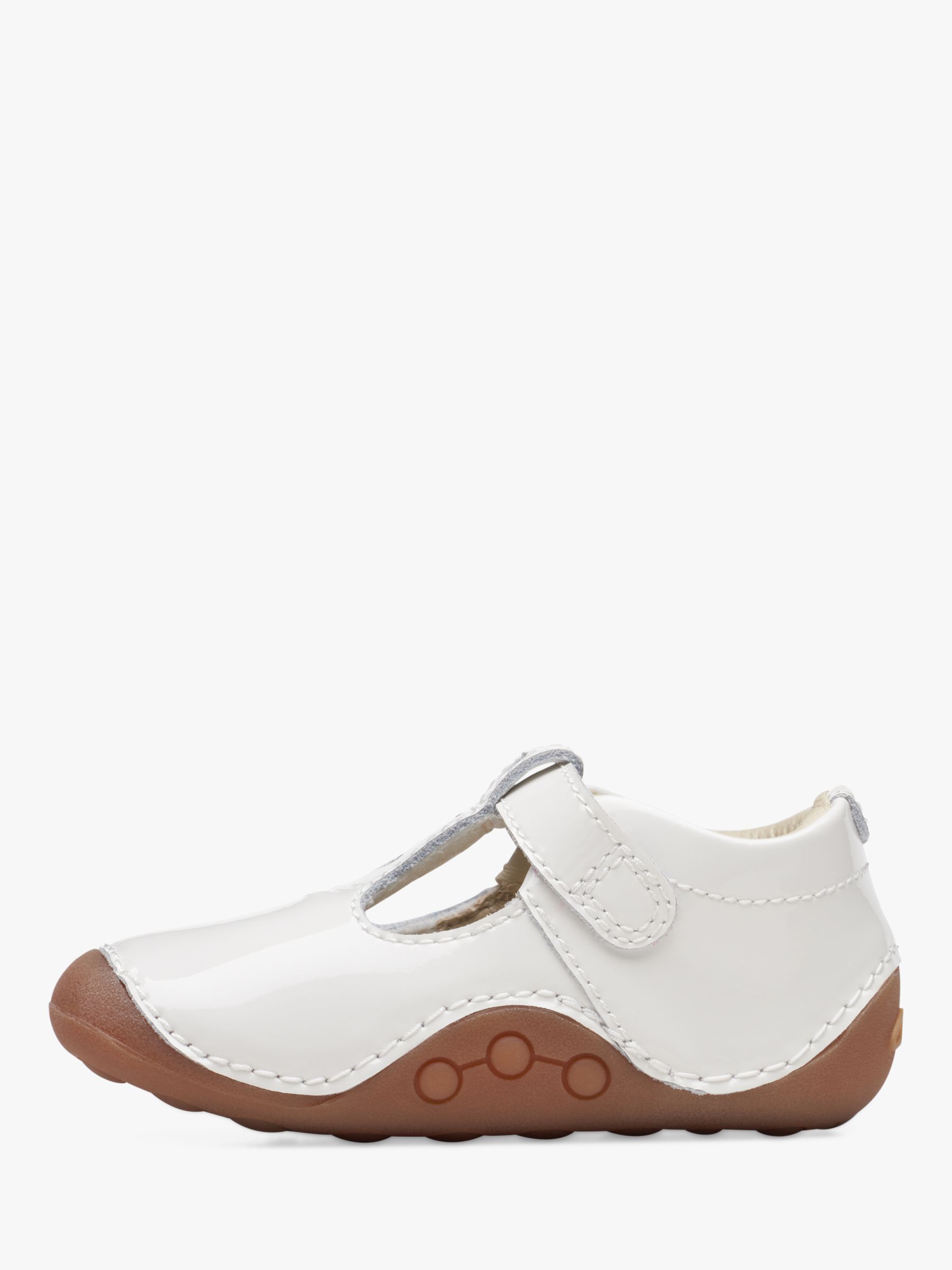 Buy Clarks Baby Tiny Beat Patent Buckle Shoes, White Online at johnlewis.com