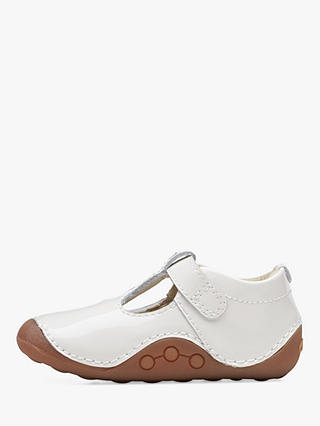 Clarks Baby Tiny Beat Patent Buckle Shoes, White