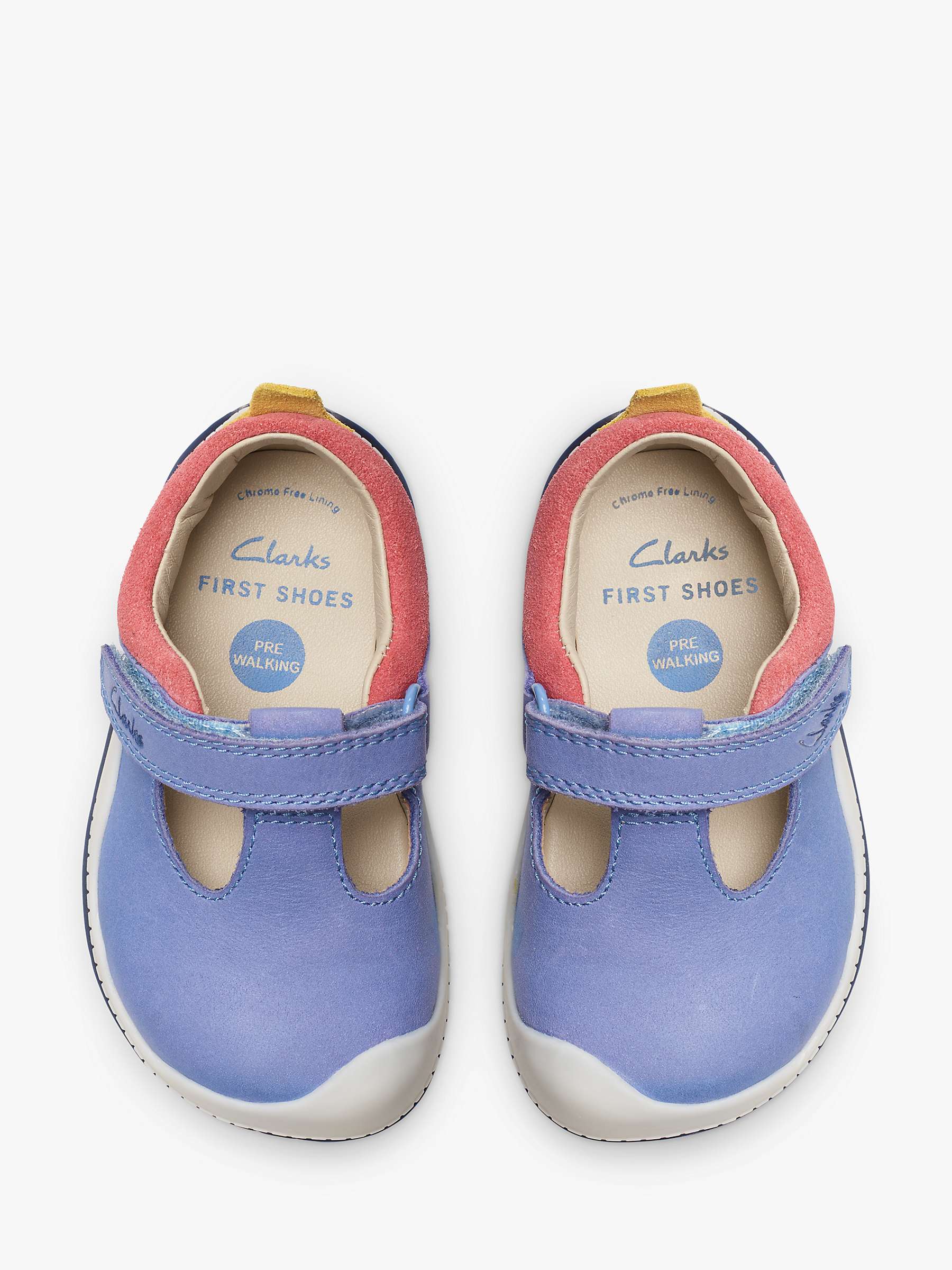Buy Clarks Baby Roller Bright T-Bar First Shoes, Blue Online at johnlewis.com