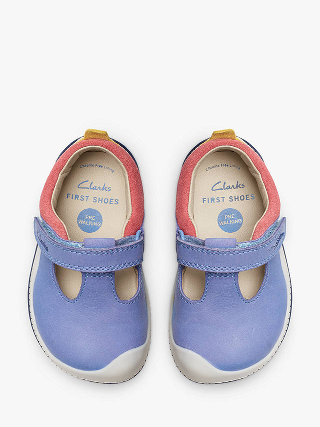 Clarks Baby Roller Bright T-Bar First Shoes, Blue