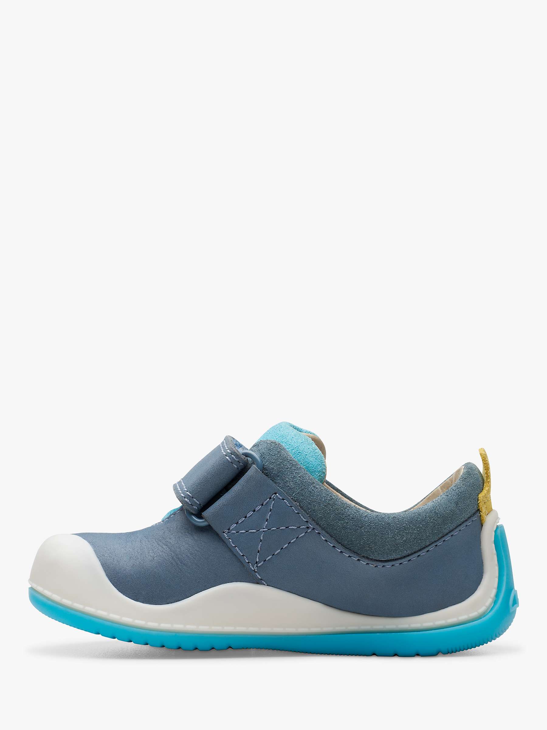 Buy Clarks Baby Roller Fun First Trainers, Steel Blue Online at johnlewis.com