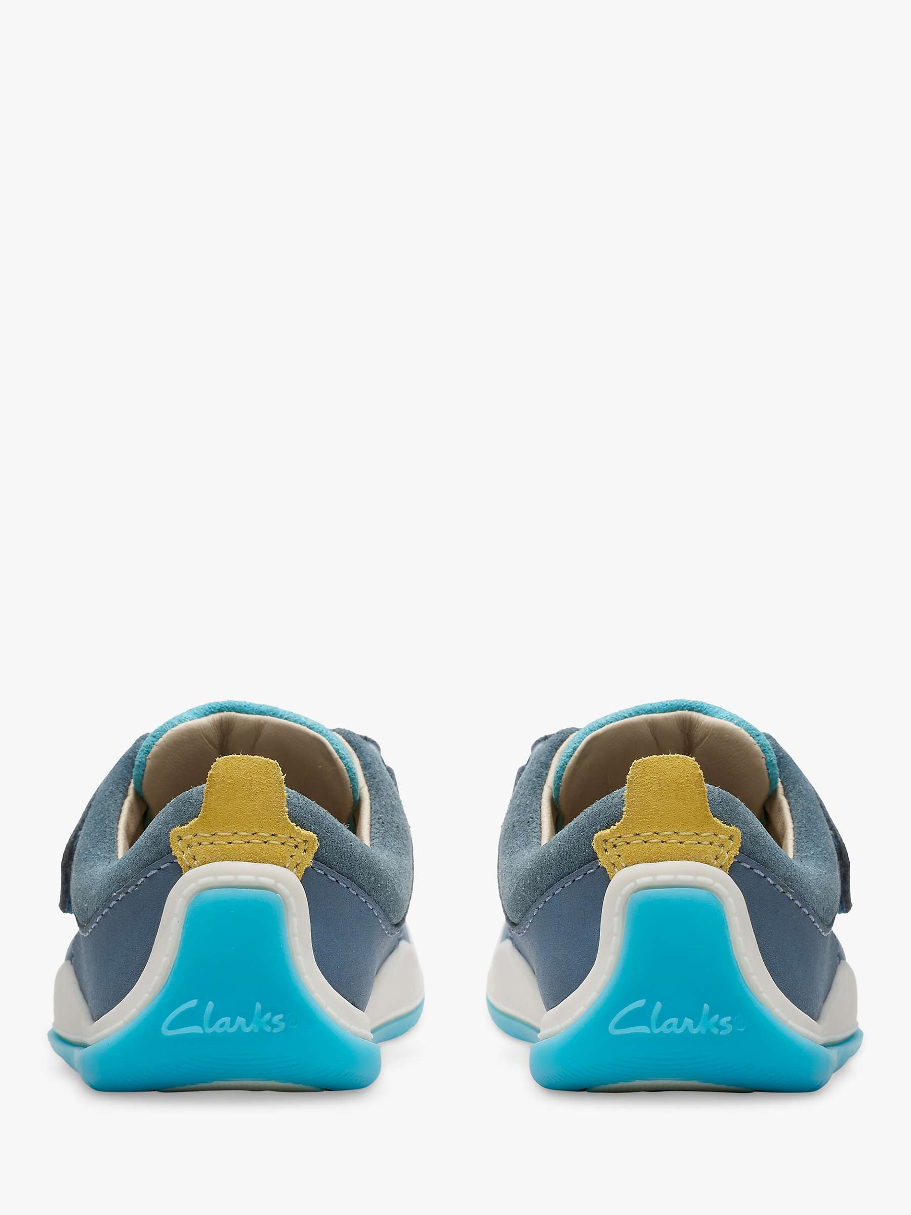 Buy Clarks Baby Roller Fun First Trainers, Steel Blue Online at johnlewis.com