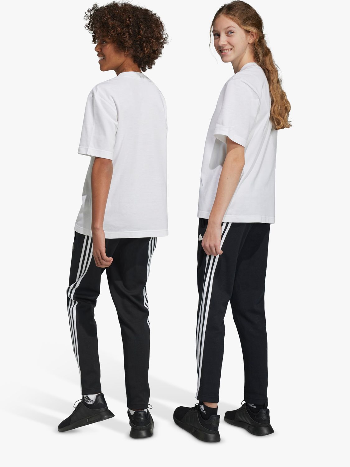 adidas Kids' Future Icons 3 Stripes Joggers, Black/White, 13-14 years
