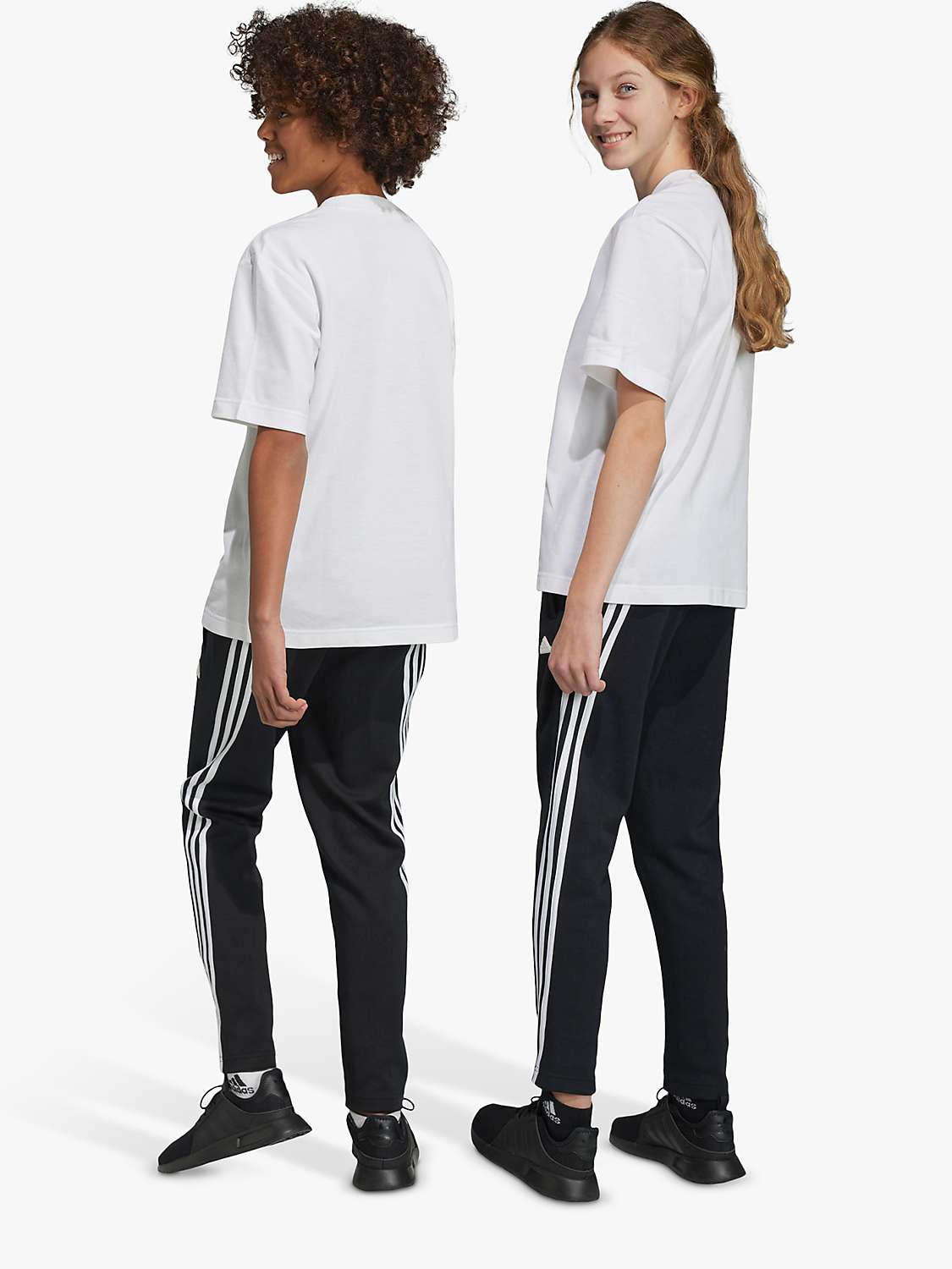 Buy adidas Kids' Future Icons 3 Stripes Joggers, Black/White Online at johnlewis.com