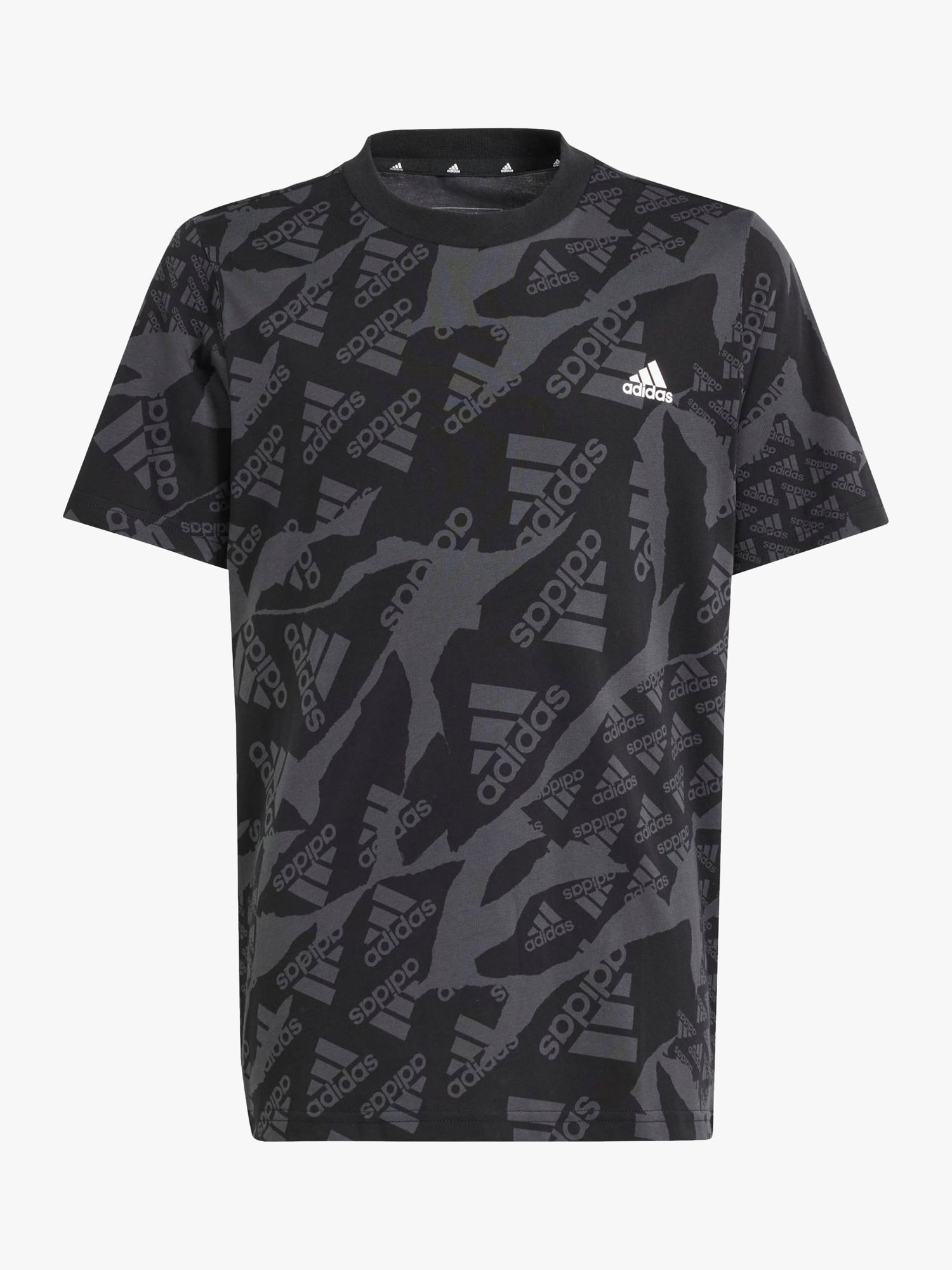 adidas Kids' Camo Logo T-Shirt, Camo/Black at John Lewis & Partners
