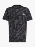 adidas Kids' Camo Logo T-Shirt, Camo/Black, Camo/Black