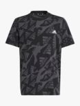 adidas Kids' Camo Logo T-Shirt, Camo/Black