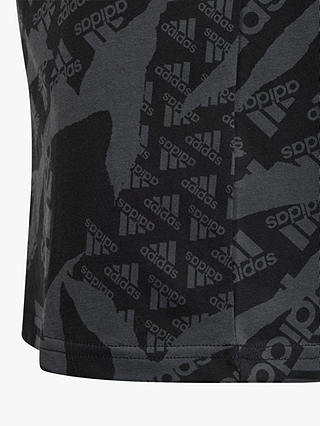 adidas Kids' Camo Logo T-Shirt, Camo/Black