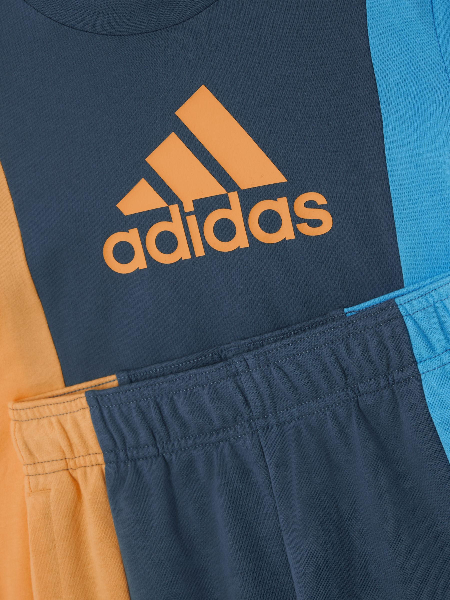 Buy adidas Kids' Logo Essential Colourblock T-Shirt & Shorts Set, Prloin/Semspa Online at johnlewis.com