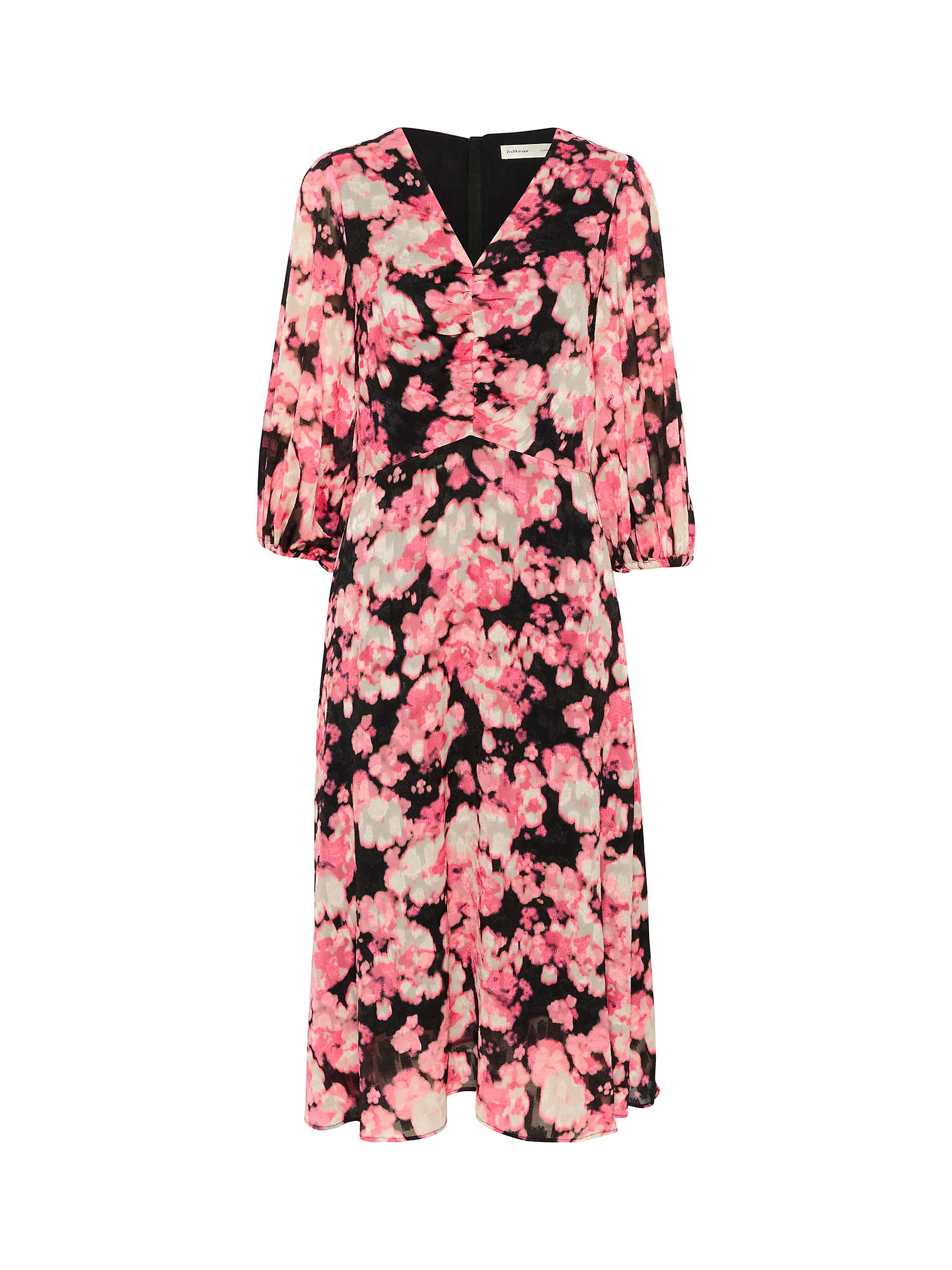 Buy InWear Cisira V-Neck Long Sleeve Midi Dress, Pink/Multi Online at johnlewis.com