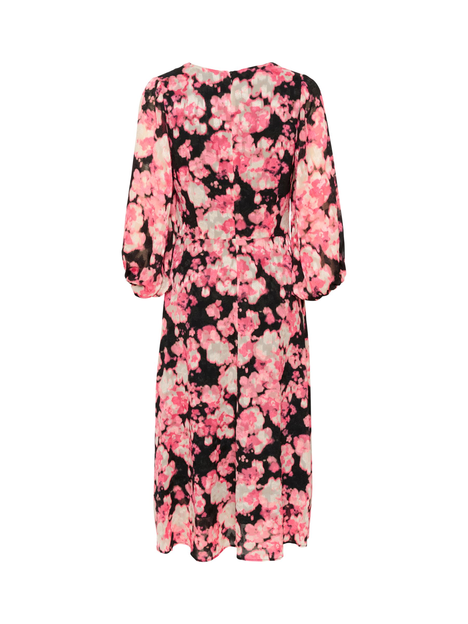 InWear Cisira V-Neck Long Sleeve Midi Dress, Pink/Multi, 8