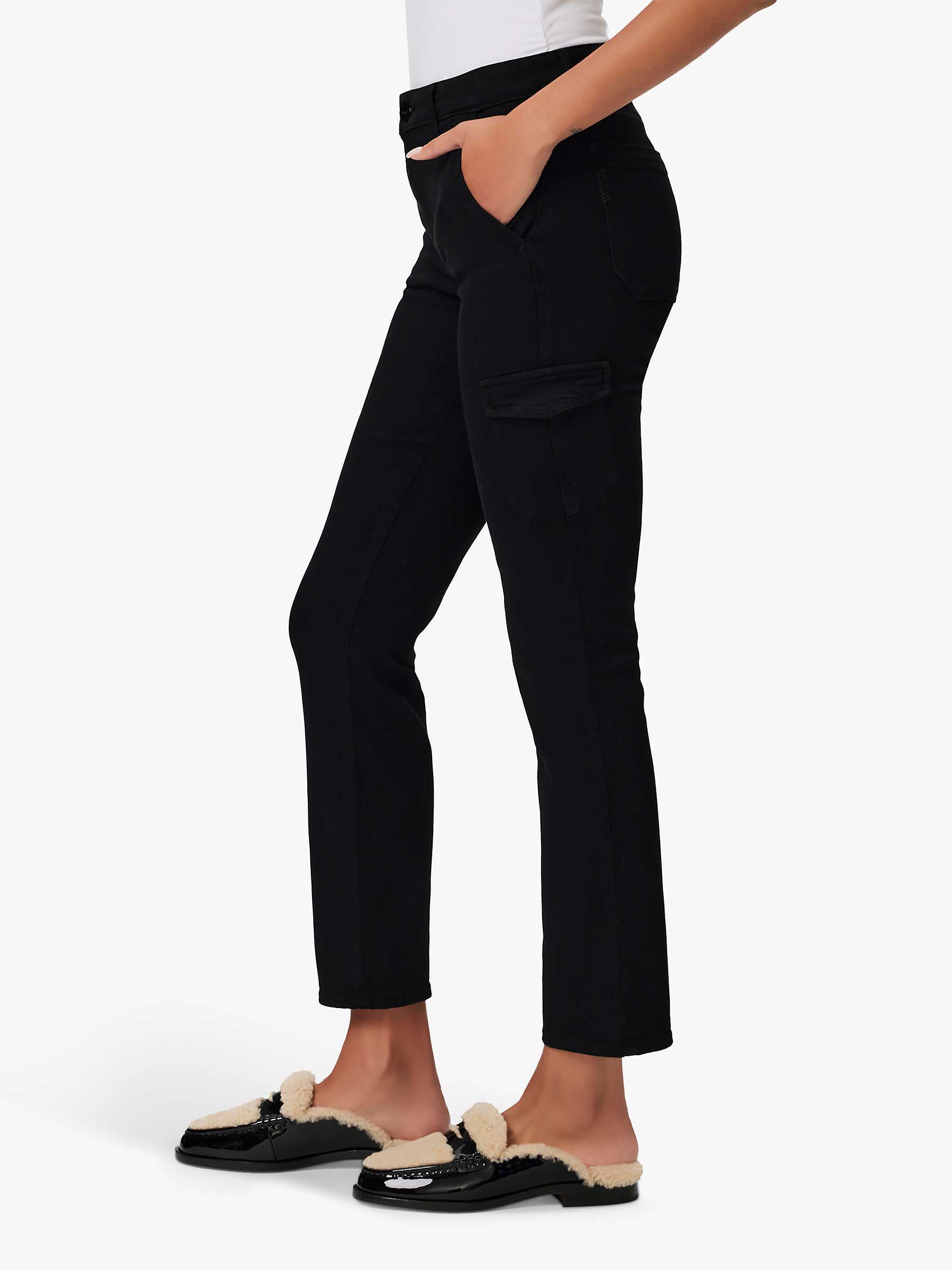 Buy PAIGE Jolie Cargo Pocket Slim Leg Jeans, Black Shadow Online at johnlewis.com
