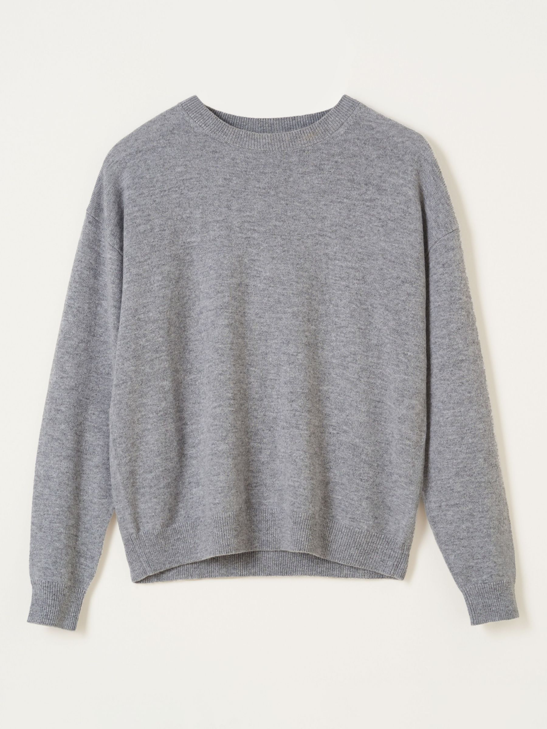 Truly Round Neck Wool Cashmere Blend Jumper, Grey at John Lewis & Partners
