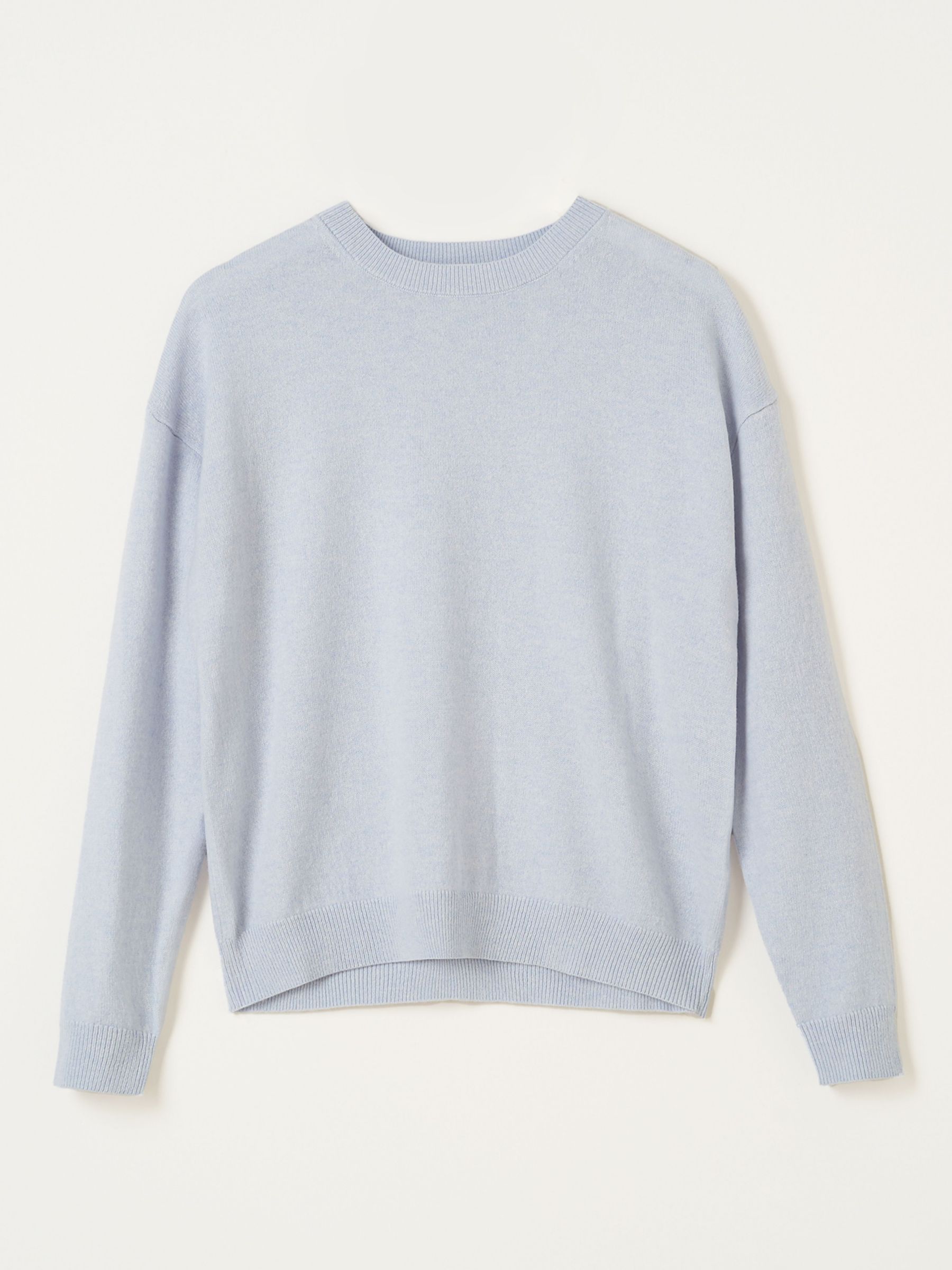 Truly Round Neck Wool Cashmere Blend Jumper, Blue at John Lewis & Partners