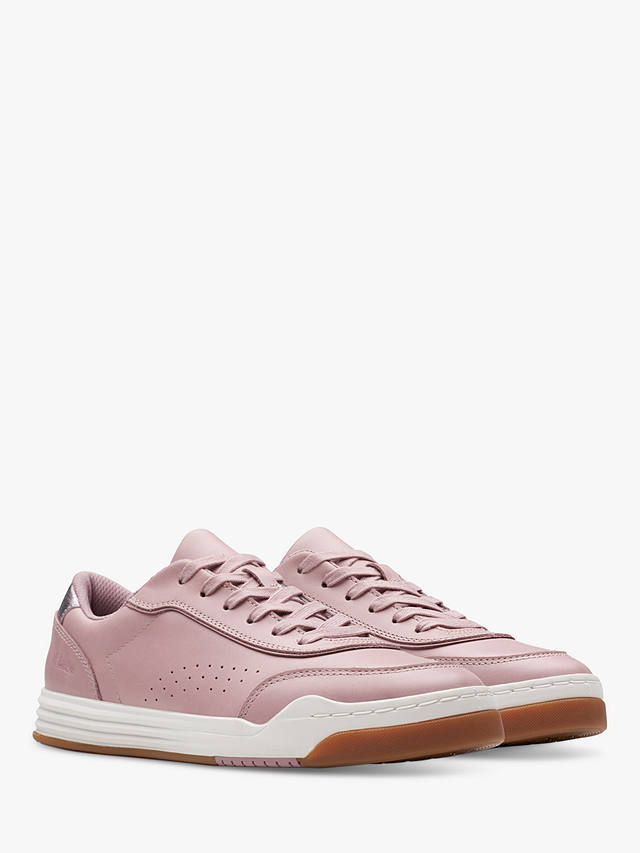 Clarks Kids' Urban Solo Leather Lace Up Trainers, Dusty Pink