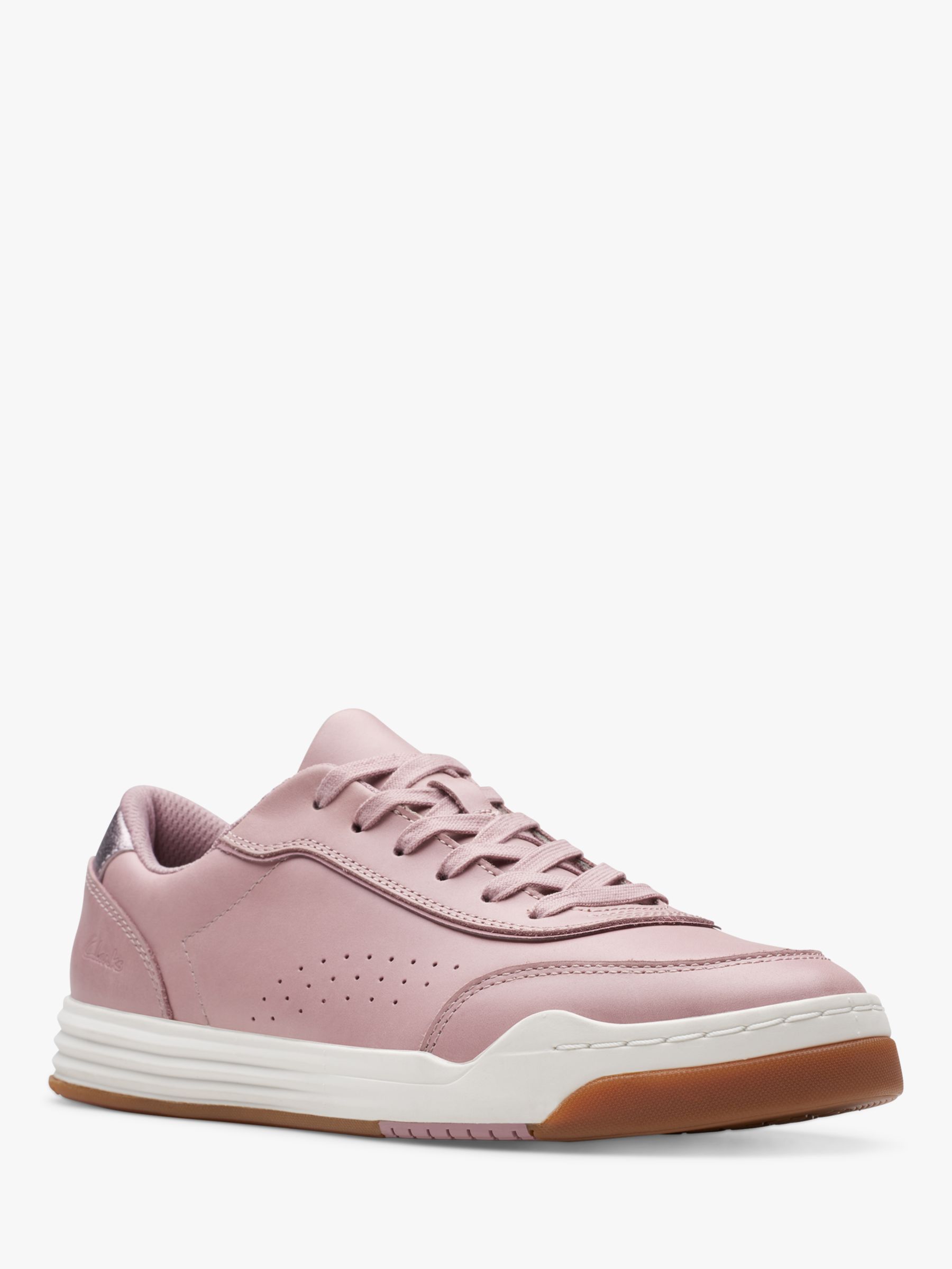 Clarks Kids' Urban Solo Leather Lace Up Trainers, Dusty Pink, 1