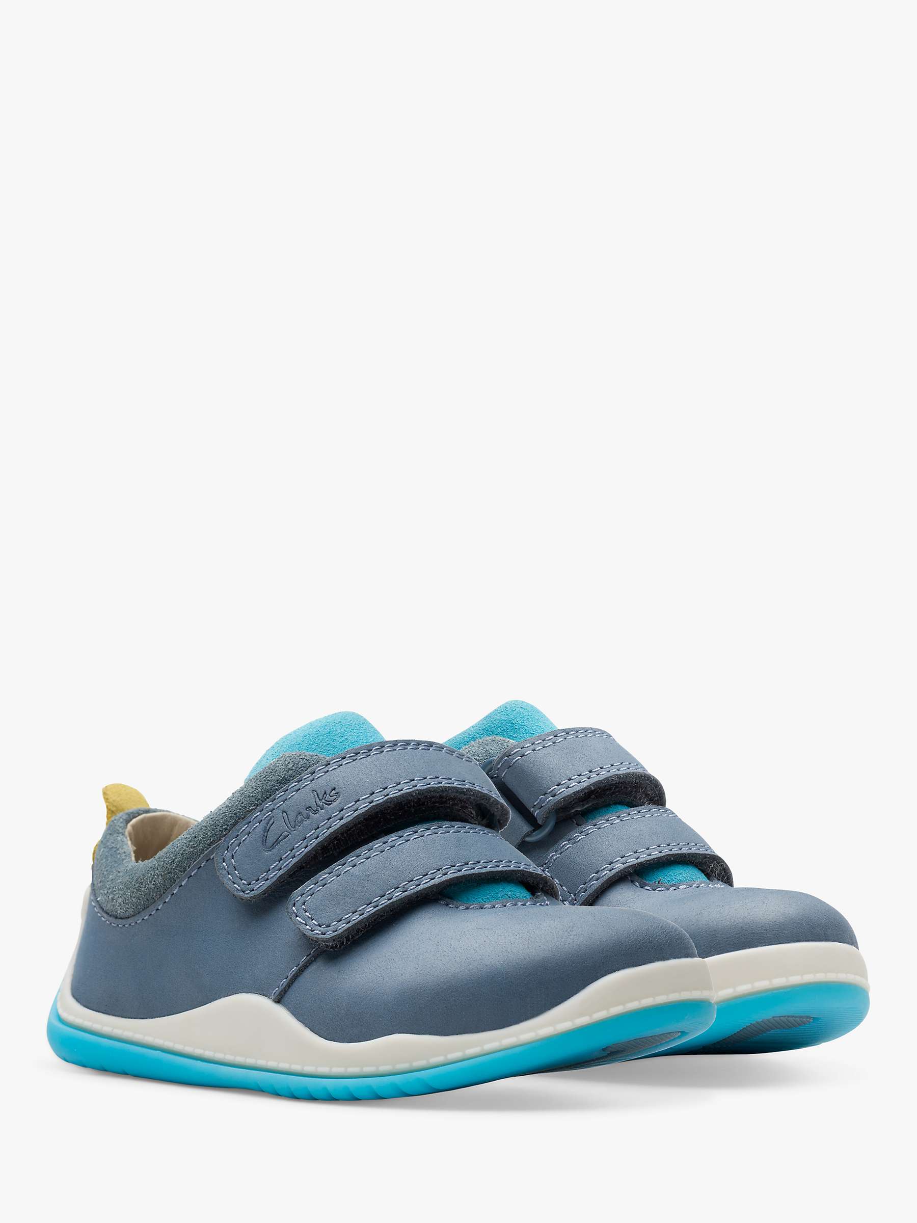 Buy Clarks Kids' Noodle Fun First Trainers, Steel Blue Online at johnlewis.com