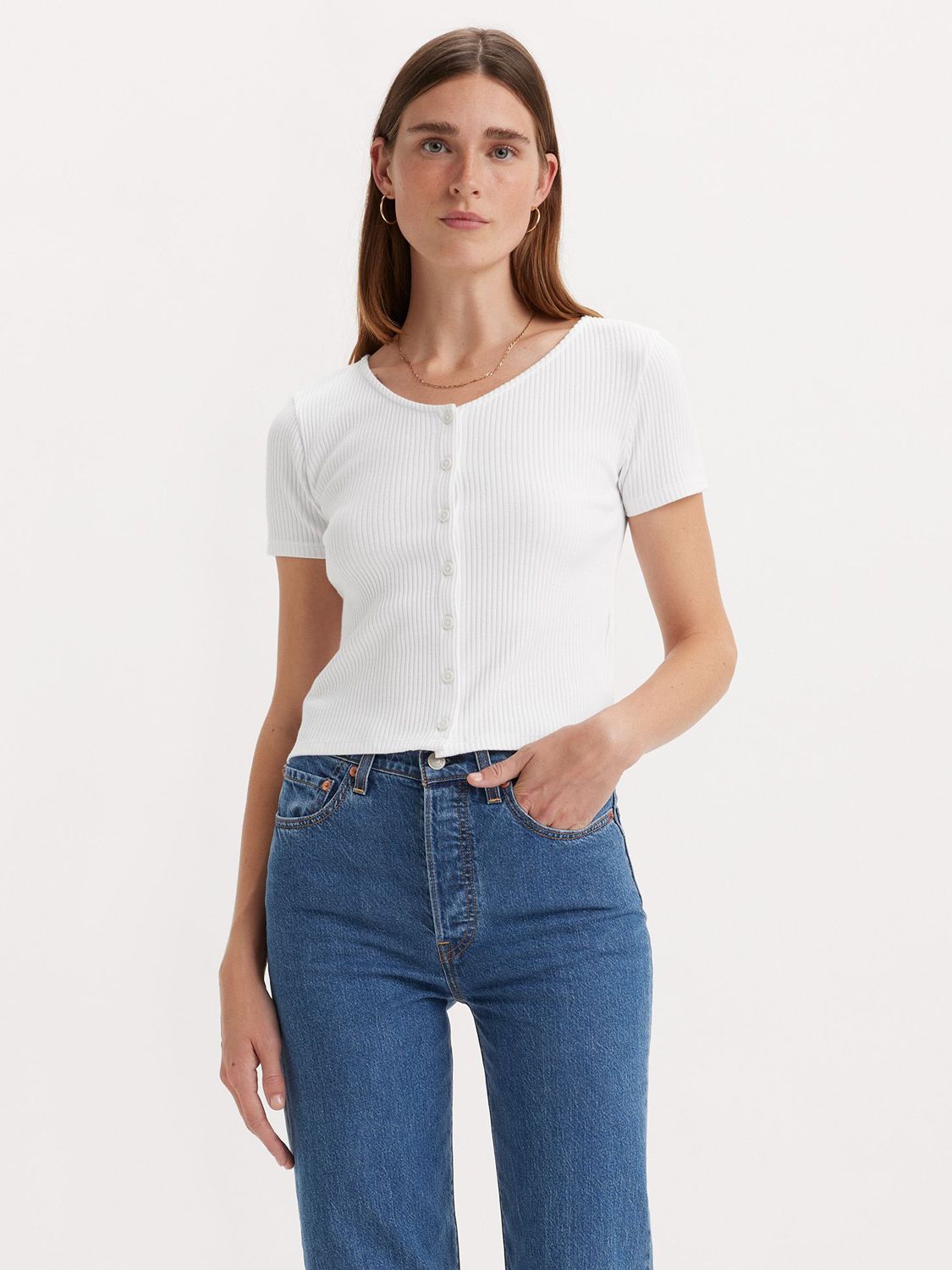 Buy Levi's Monica Button Front Short Sleeve Top Online at johnlewis.com