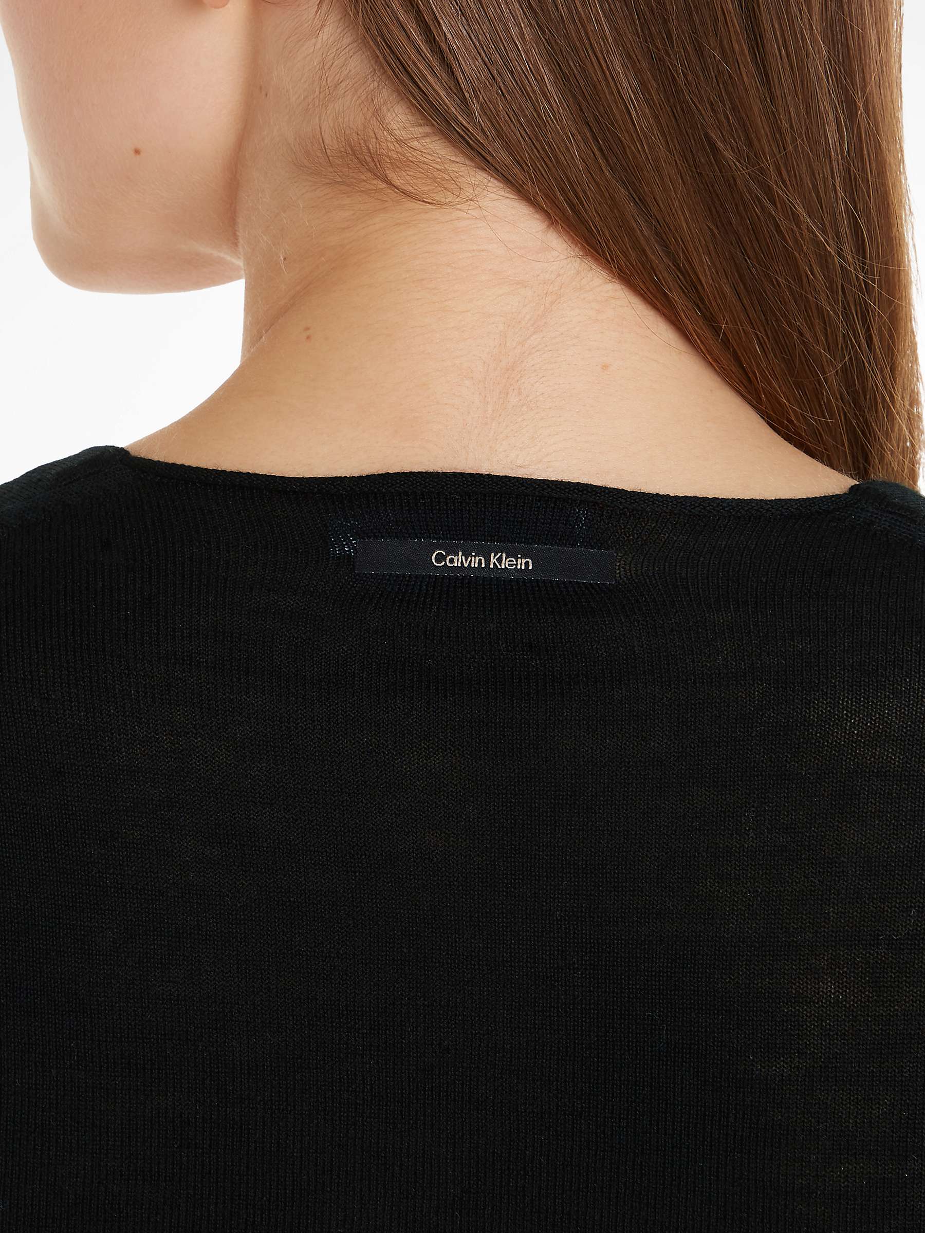 Buy Calvin Klein Henley Fine Wool Bodysuit, Black Online at johnlewis.com