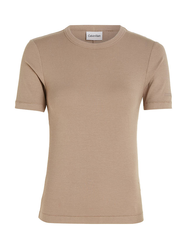 Calvin Klein Modal Rib Short Sleeve T-Shirt, Taupe
