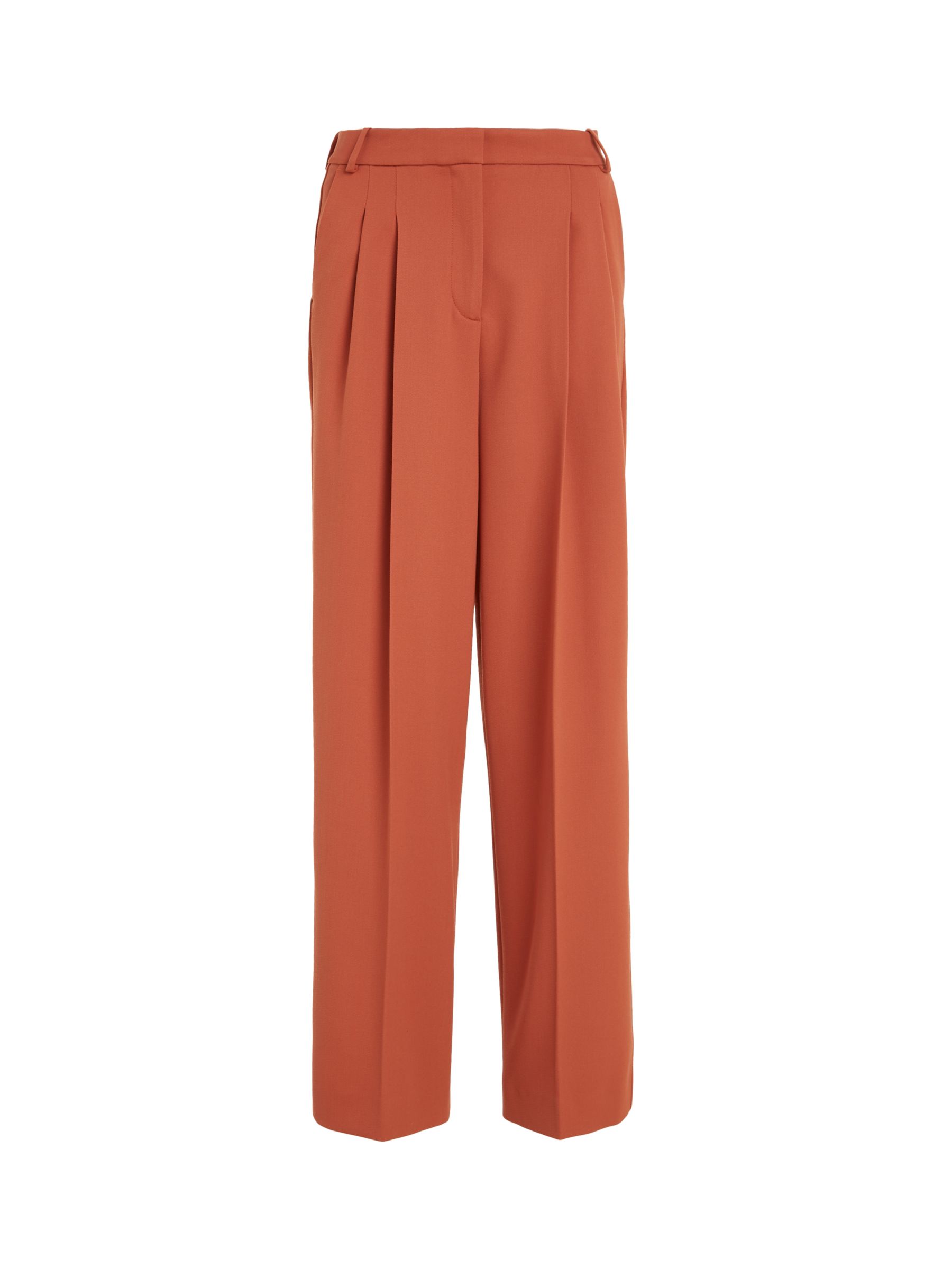 Calvin Klein Wool Blend Trousers, Brown, 6