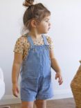 Purebaby Baby Organic Cotton Pocket Overall & Animal Print T-Shirt Set, Blue Denim/Multi