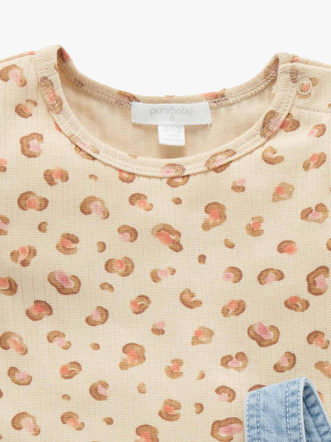 Buy Purebaby Baby Organic Cotton Pocket Overall & Animal Print T-Shirt Set, Blue Denim/Multi Online at johnlewis.com