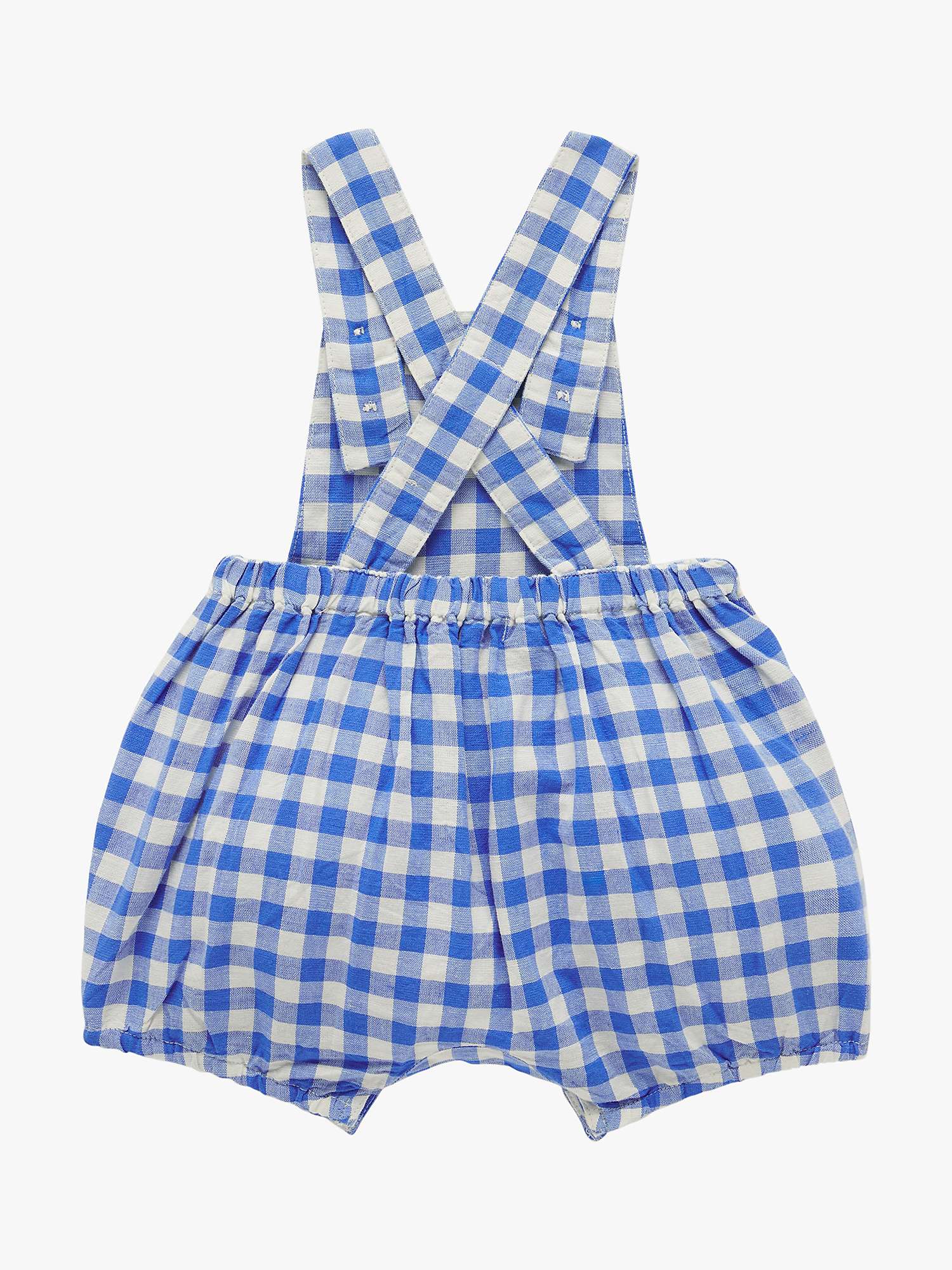 Buy Purebaby Baby Organic Cotton & Linen Blend Gingham Overalls, Blue/Multi Online at johnlewis.com