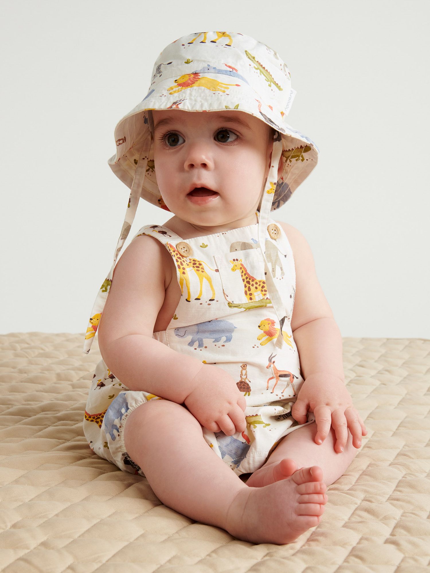 Purebaby Baby Organic Cotton Migrating Animals Bucket Hat, Multi, S