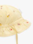 Purebaby Baby Tufted Floral Embroidered Sun Hat, Yellow/Multi